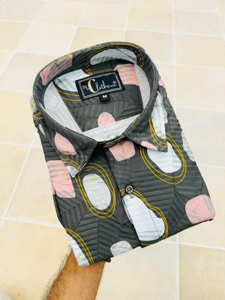 Clothexo Grey Orbit Pattern Shirt